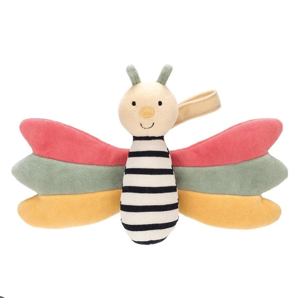 Jellycat Jelly Cat DOODLEBUG Doodle Bug Butterfly Rattle Squeak Baby Retired